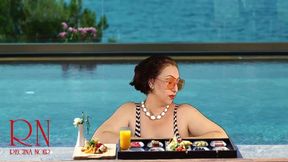 Regina Noir Poolside Breast Tease Outdoor Nudist Hotel