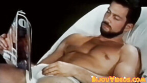 Hot vintage jock working out before sexy solo masturbation