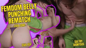 HD Ziva Fey - Femdom Belly Punching Rematch With Sultry Dionysus