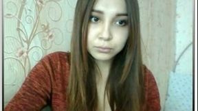 Lovely teen shows her big boobies on webcam