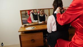 Step-mum Catches College Girl Mila at Her Dressing Table Face Slapping Punishment Wmv