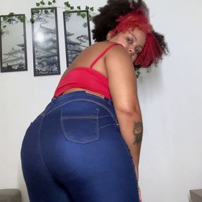 BBW Ebony Farting Beauty in Blue Jeans