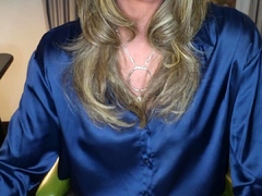 Trans office boss plays with cock