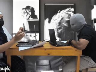 Real climax caught on camera!! How to have a fun a vacation at home office Indo Bokep