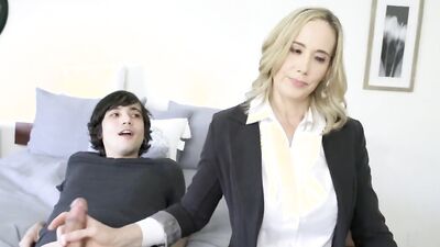 Blonde MILF Lilly James bends and gets fucked by her stepson