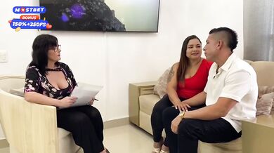 Psychologist Chokes on Big Cock During Amateur Threesome Therapy Session