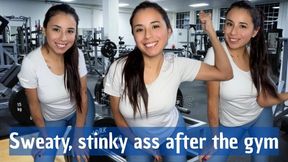 Smelly, sweaty, stinky ass after the gym + creamy panties