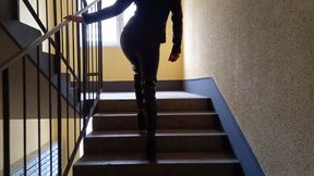 My walk in my new latex high heels boots...