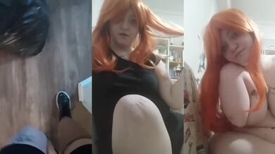 Amputee BBW with massive tits bouncing hard while jumping