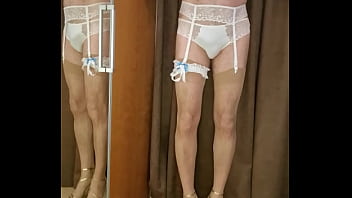 Crossdresser parades in Simone P&eacute_r&egrave_le Bridal lingerie