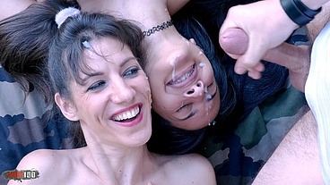 Threesome at Booty Camp with the beautiful Latina Alice Biancci and the French Lety Howl