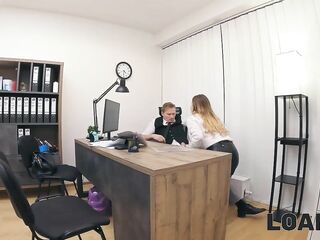 LOAN4K. Maya came for a loan and got a ramrod inside her twat in the office