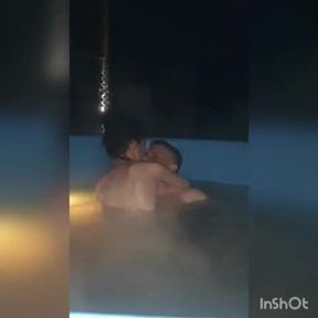 Hot body wife caught with husband best friend on hot tub. 11:16 he do it again