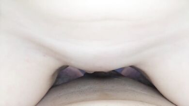 Her pink pussy drips as I rub my cock all over it