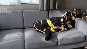 Cuffed Japsnasty gets Trussed Up