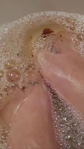 Washing My Feet with Rose Petals and Herbs After a Hard Day of Work