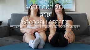 Barefoot Mel and CocoBellaFeetz You Love Sniffing Our Stinky Gym Socks and Feet