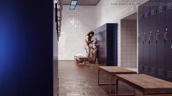 Chris Redfield Deepthroats Muscular Bear in Locker Room