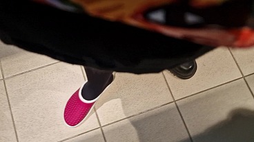 Sexy slippers of all colors and shapes in the shoe shop - Lets try them together