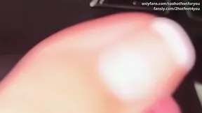 Closeup lubed car toejob footjob