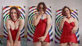gorgeous trans woman sniffs panties and jerks off