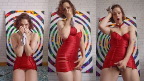 gorgeous trans woman sniffs panties and jerks off