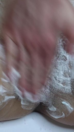Extreme close-up of hairy pussy shaving!   Clip 3
