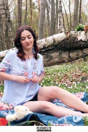 Meggy forest nymph, glass dildo in vagina and teddy bear