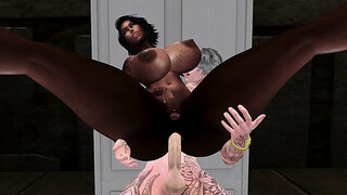 Ebony Fucking against Closet - SL