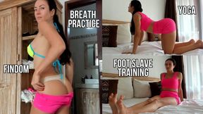 Yoga, breath practice, foot slave training, findom - live stream