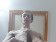 Pulling my juicy cock up and down making it bigger around 7 inch