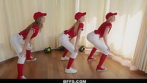 Lola Leda, Peter Green And Dixie Lynn - Horny Coach Awards Sexy Baseball Girls In A Tight Leggings After Winning The Cup