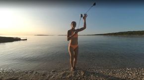 Special Fire Dancing Naked On Sunset Beach Extra Long And Hot With Redhead Lea On Vacation