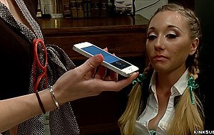 MILF professor whipping blonde teen