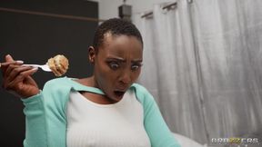 Interracial couple fucks kinky maid
