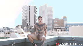 Japanese Yoshi Kawasaki doesnt mind of anyone sees him tugging his shaft outdoor