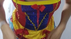 Amy crossdressing in red lingerie