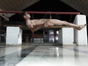 Nude self pissing in public