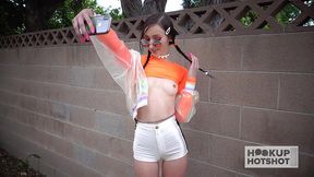 petite coed carmen rae gets face fucked by big fat cock