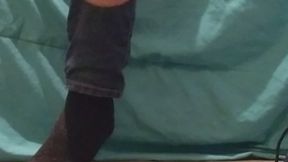 Taking off work boots