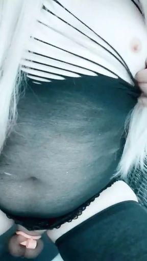 Alicia-sissy-smallz Tiny Wet Clitty Dick Sissy in Chasity and Pee