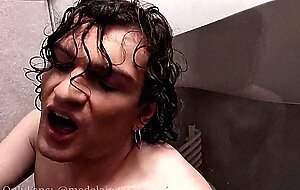 Tgirl Medelaine fuck her ass and make cum shower