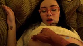 Lenna Lux gets her hairy pussy touched and creams from your fingers GFE