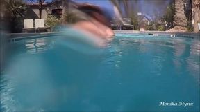 SSBBW walking in pool underwater view