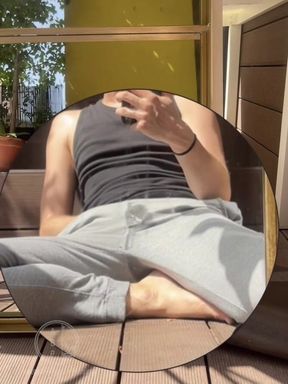 Amateur Boy Wets His Grey Sweatpants