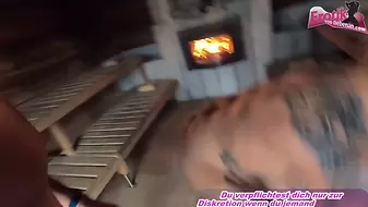 Hot German blonde fucked hard in the sauna