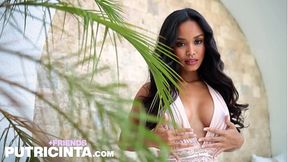 Dirty Asian Teen Putri Cinta Displays Her Tiny Pussy&#x270C; on Sofa
