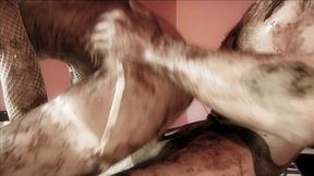 big boobed brunette jodi james gets covered in chocolate to suck and fuck