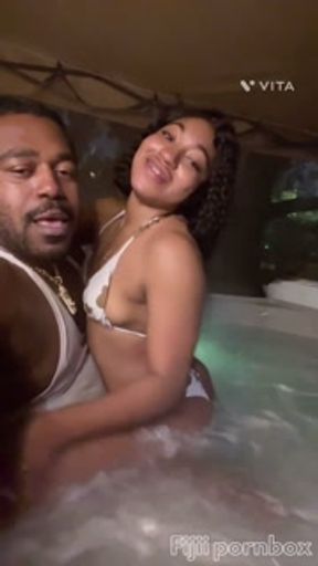 Ebony Amateur Fuck her sister husband in the hot tub on snapchat