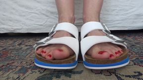 Toe fetish - wiggling my toes in white Birkis part 1